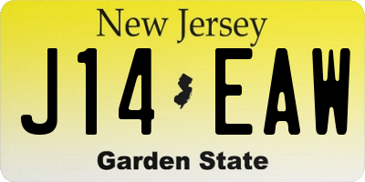 NJ license plate J14EAW