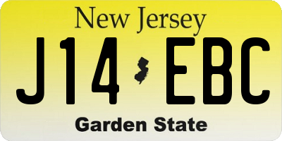 NJ license plate J14EBC