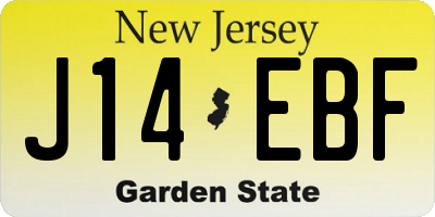 NJ license plate J14EBF