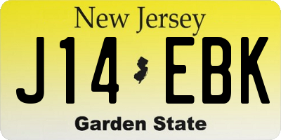 NJ license plate J14EBK