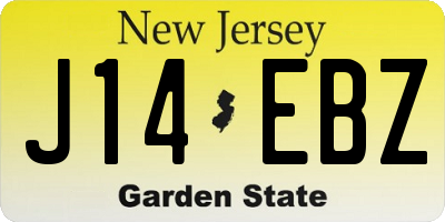 NJ license plate J14EBZ