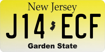 NJ license plate J14ECF