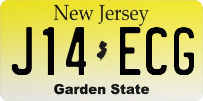 NJ license plate J14ECG