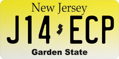 NJ license plate J14ECP
