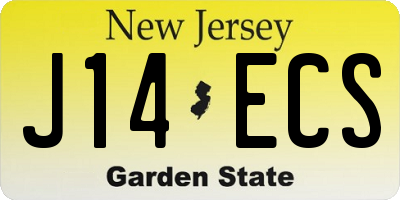 NJ license plate J14ECS