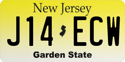 NJ license plate J14ECW