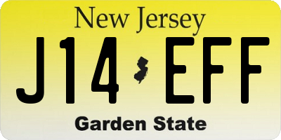 NJ license plate J14EFF