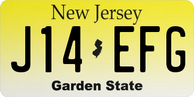 NJ license plate J14EFG