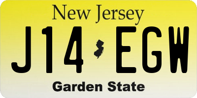 NJ license plate J14EGW