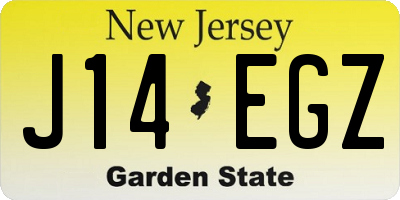 NJ license plate J14EGZ