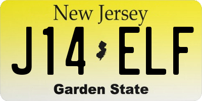 NJ license plate J14ELF