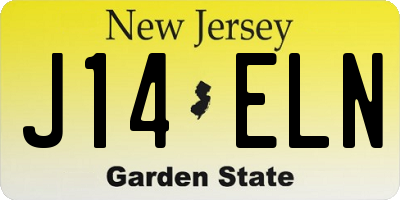 NJ license plate J14ELN