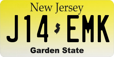 NJ license plate J14EMK