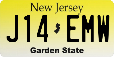 NJ license plate J14EMW