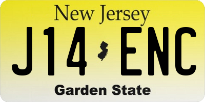 NJ license plate J14ENC