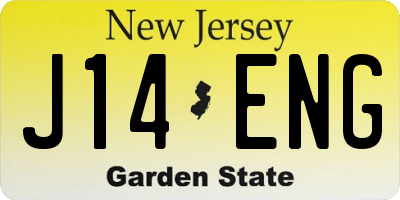 NJ license plate J14ENG