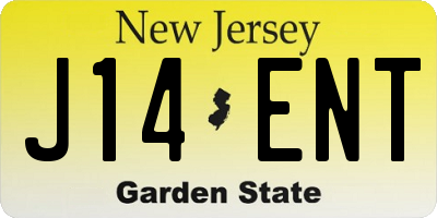 NJ license plate J14ENT