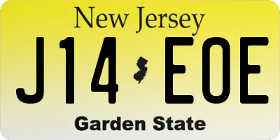 NJ license plate J14EOE