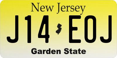 NJ license plate J14EOJ