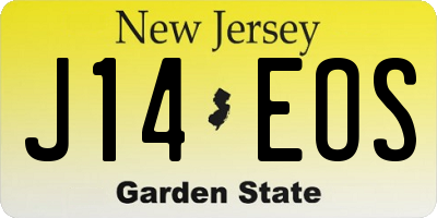 NJ license plate J14EOS