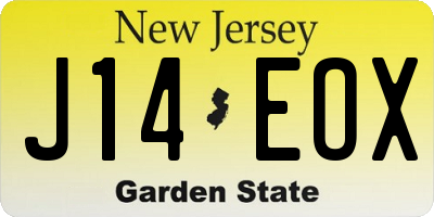 NJ license plate J14EOX