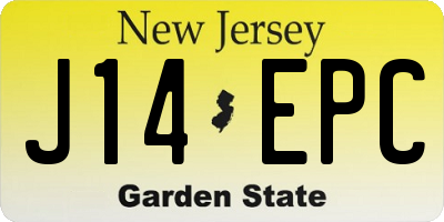 NJ license plate J14EPC