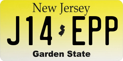 NJ license plate J14EPP