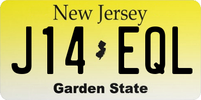 NJ license plate J14EQL