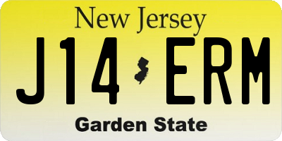 NJ license plate J14ERM