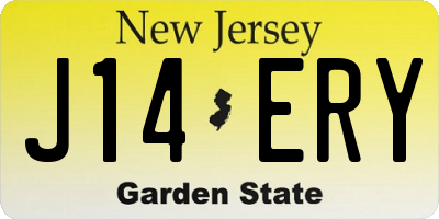 NJ license plate J14ERY