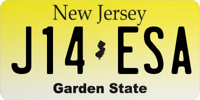 NJ license plate J14ESA