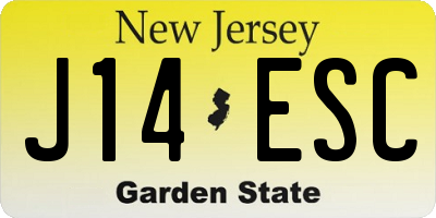 NJ license plate J14ESC