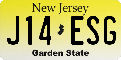 NJ license plate J14ESG