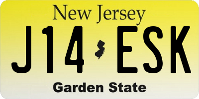 NJ license plate J14ESK