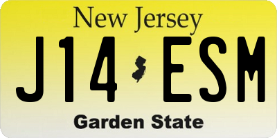 NJ license plate J14ESM