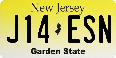 NJ license plate J14ESN