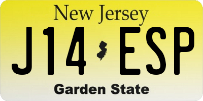 NJ license plate J14ESP