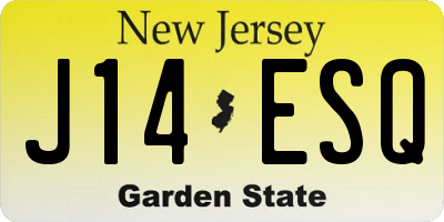NJ license plate J14ESQ