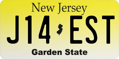 NJ license plate J14EST