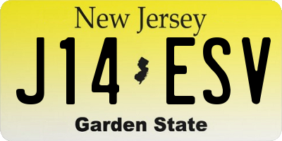 NJ license plate J14ESV