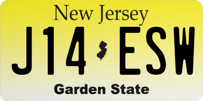 NJ license plate J14ESW