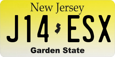 NJ license plate J14ESX