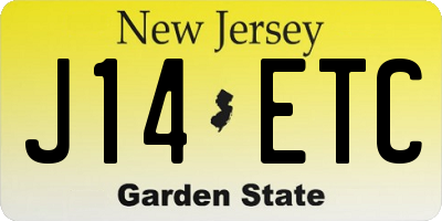 NJ license plate J14ETC