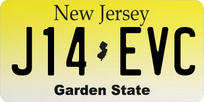 NJ license plate J14EVC