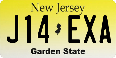 NJ license plate J14EXA