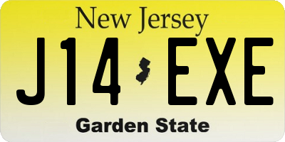 NJ license plate J14EXE
