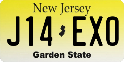 NJ license plate J14EXO