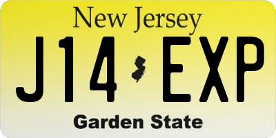 NJ license plate J14EXP