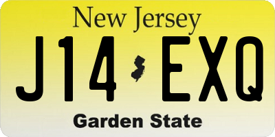 NJ license plate J14EXQ