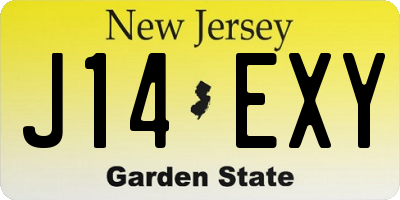 NJ license plate J14EXY